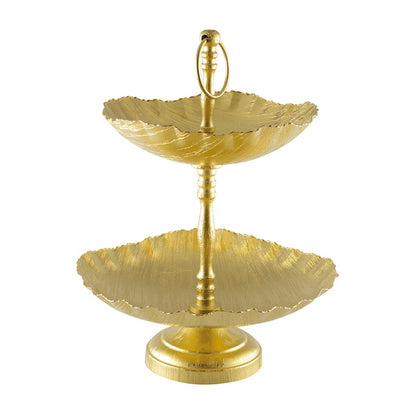 Gold metal cake stand, two tier - 31cm