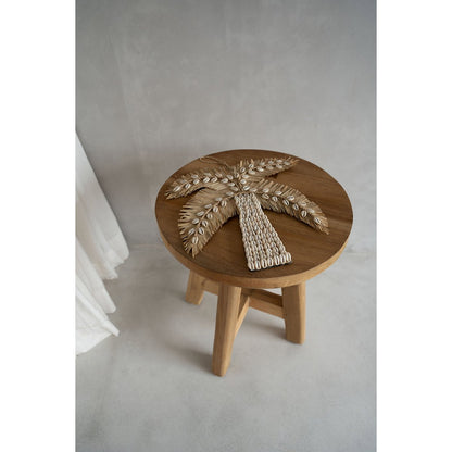 Teak wood stool, round - 35×35cm