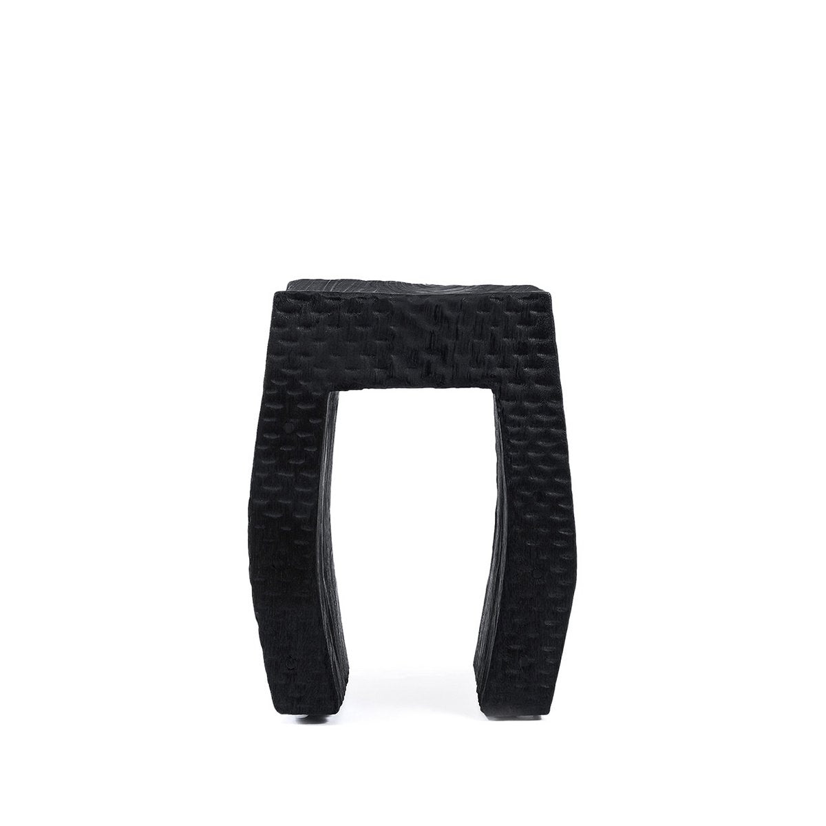 Wood stool 38×47 cm - black finish, made in Indonesia
