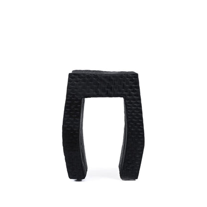Wood stool 38×47 cm - black finish, made in Indonesia
