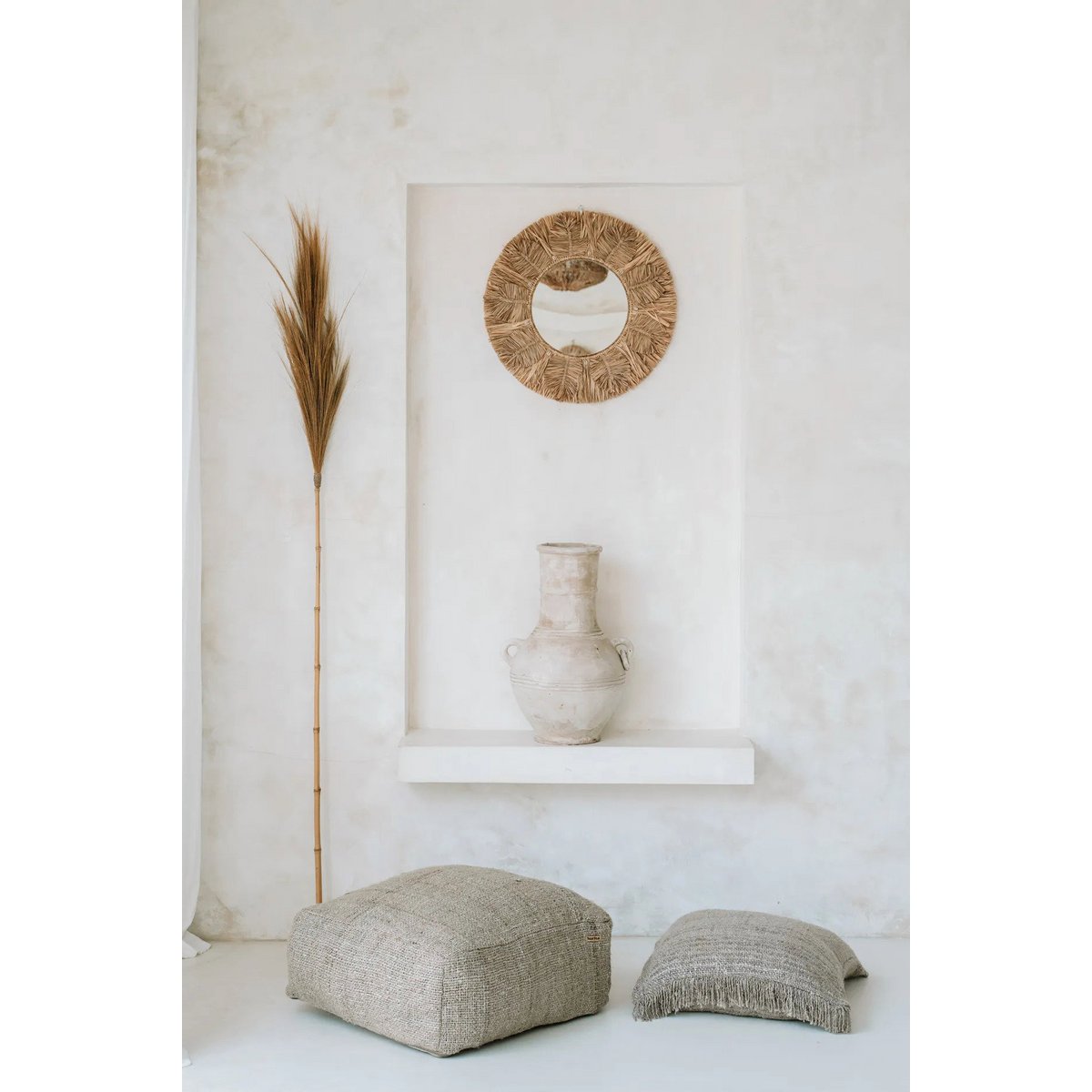 Hand-dyed cotton cushion cover 60×60 cm – plain beige