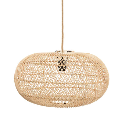 Rattan-Pendelleuchte 50×28 cm – breite Scheibenform, handgefertigt