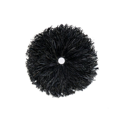 Raffia wall circle, black, 50 cm - woven