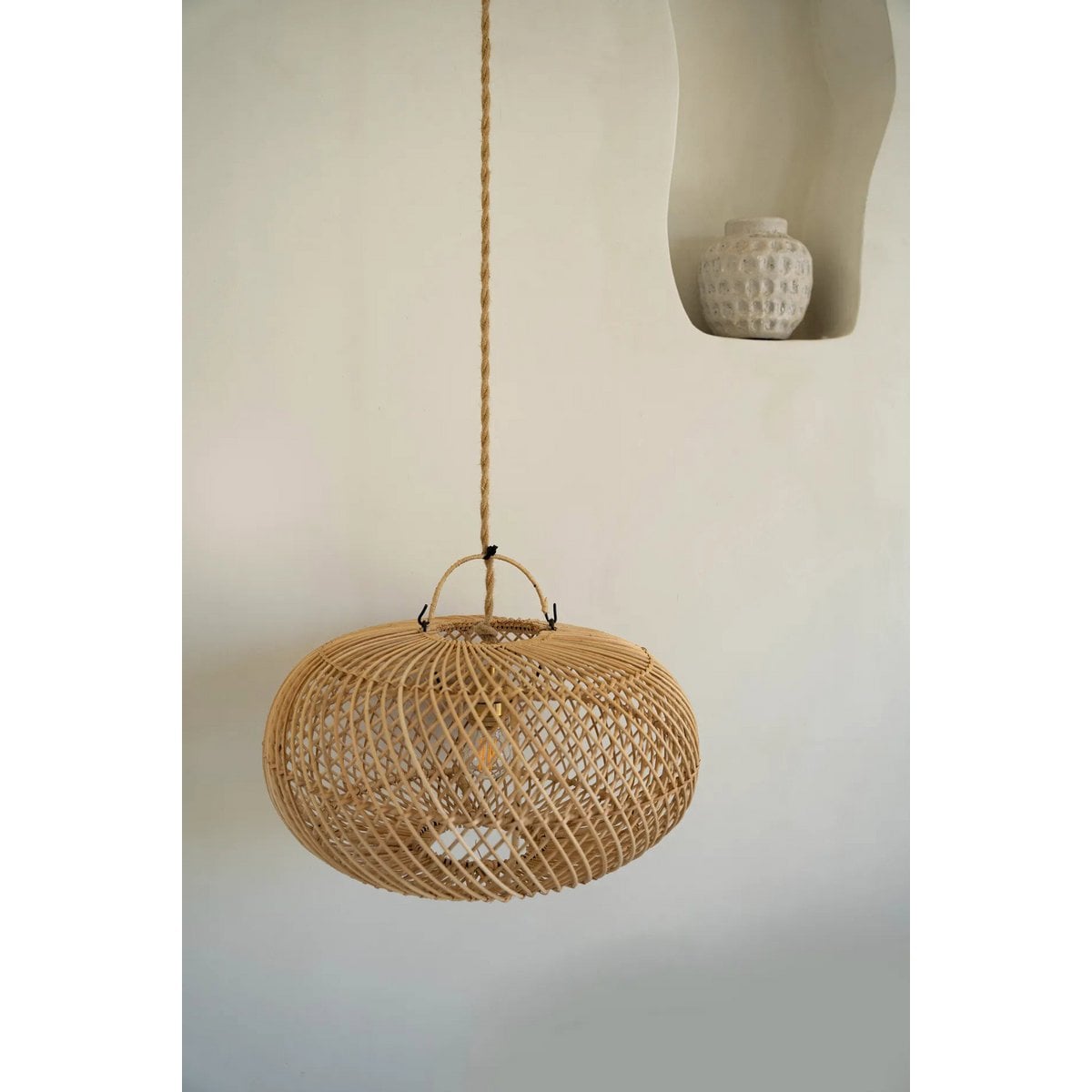 Wholly pendant light, small – hand-woven rattan