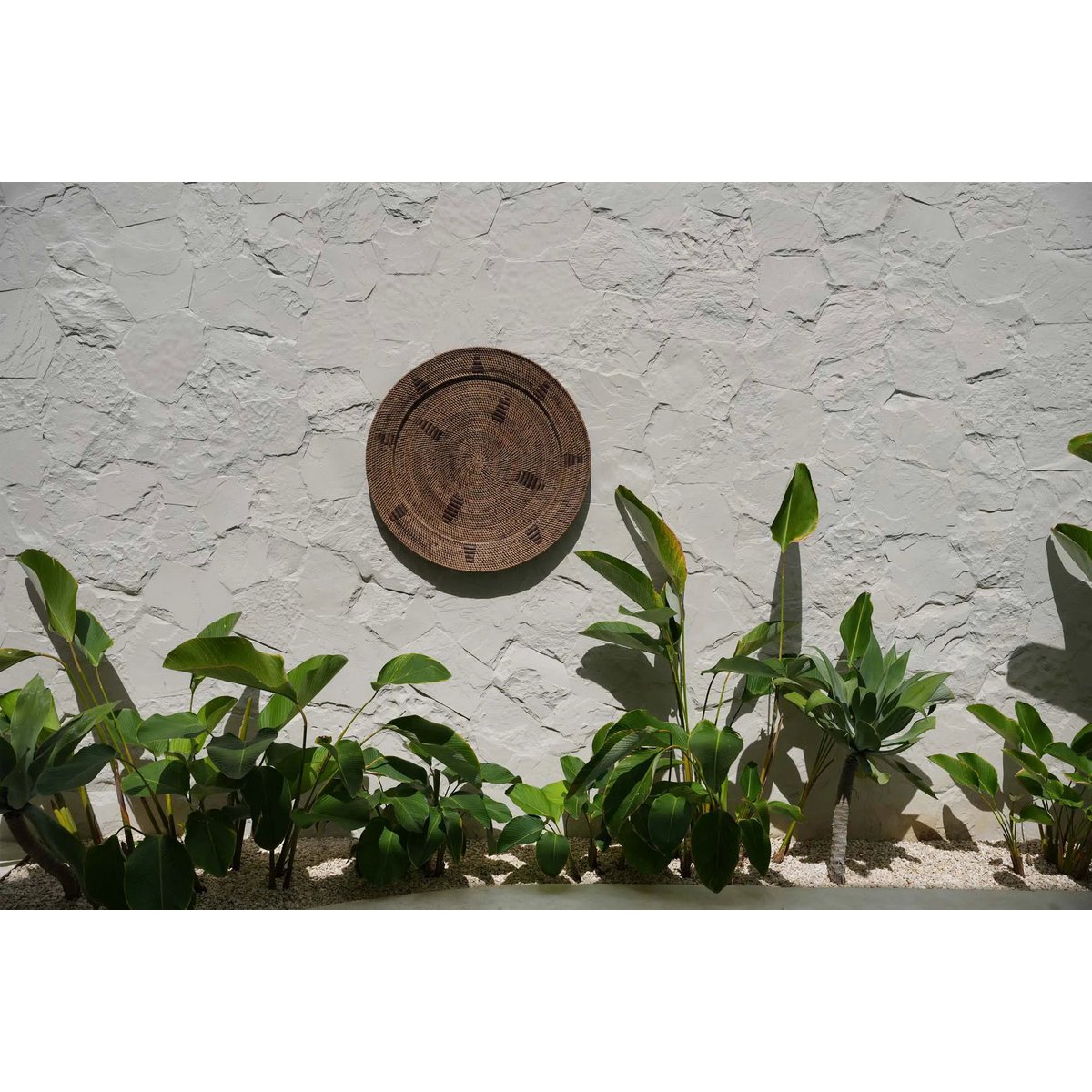 Rattan wall plate, brown, 80 cm - handwoven statement