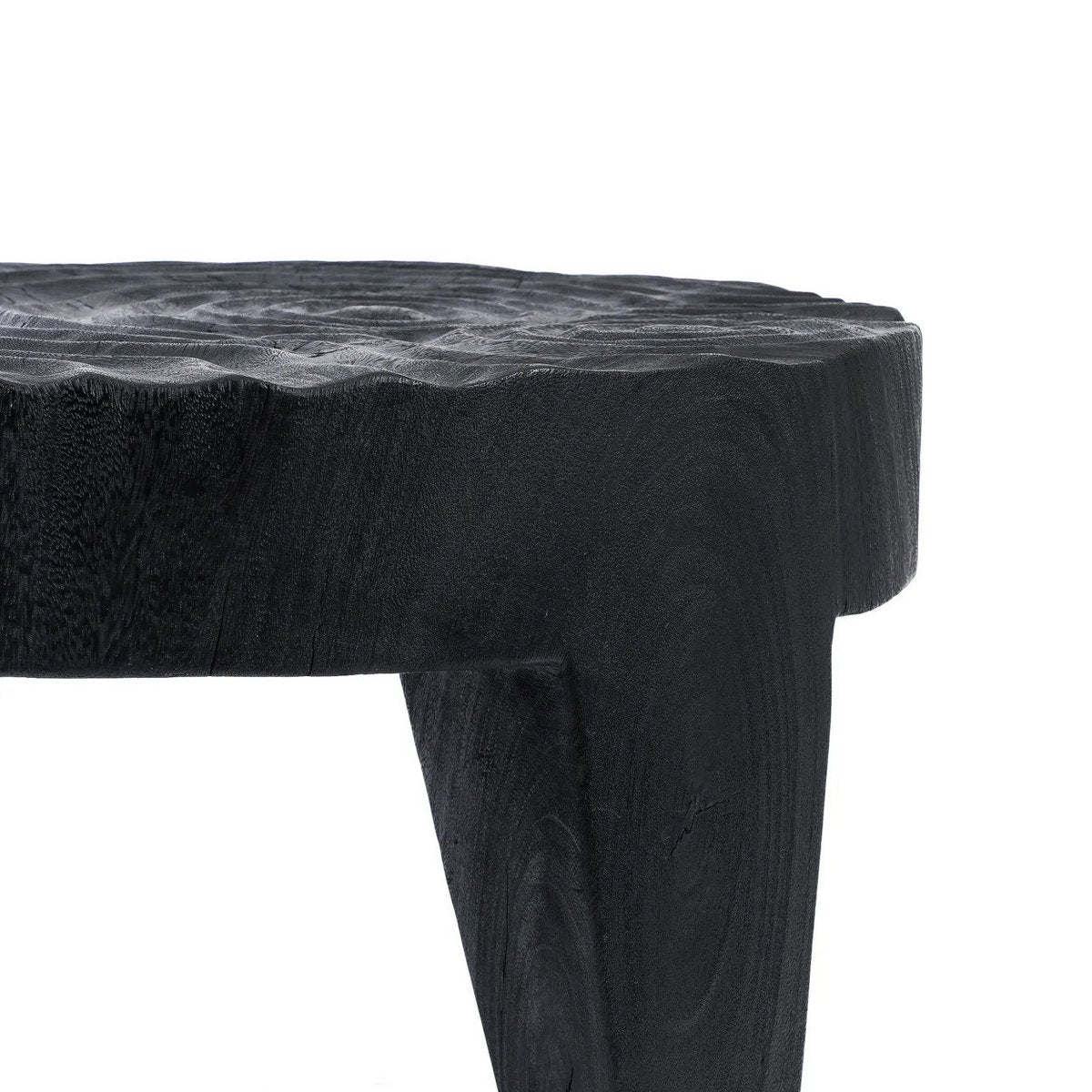 Suar wood coffee table, hand-carved ripple - 61cm