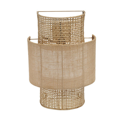 Rattan wall lamp, 41 cm - natural jute and weave