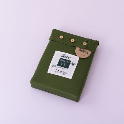 Bamboo duvet cover, 200×220 cm, Deep Moss – button closure