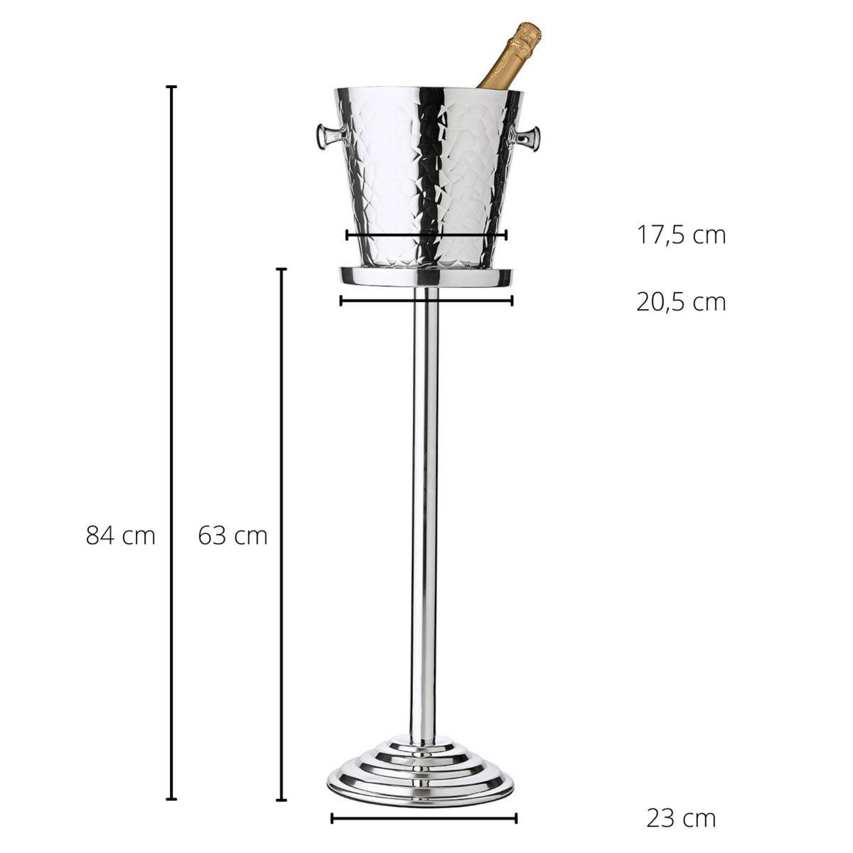 Champagne cooler with stand, stainless steel - 83 cm tall
