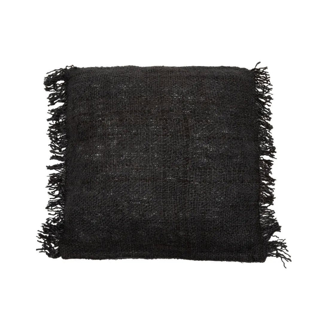 Hand-dyed cotton cushion cover, black - 60×60cm