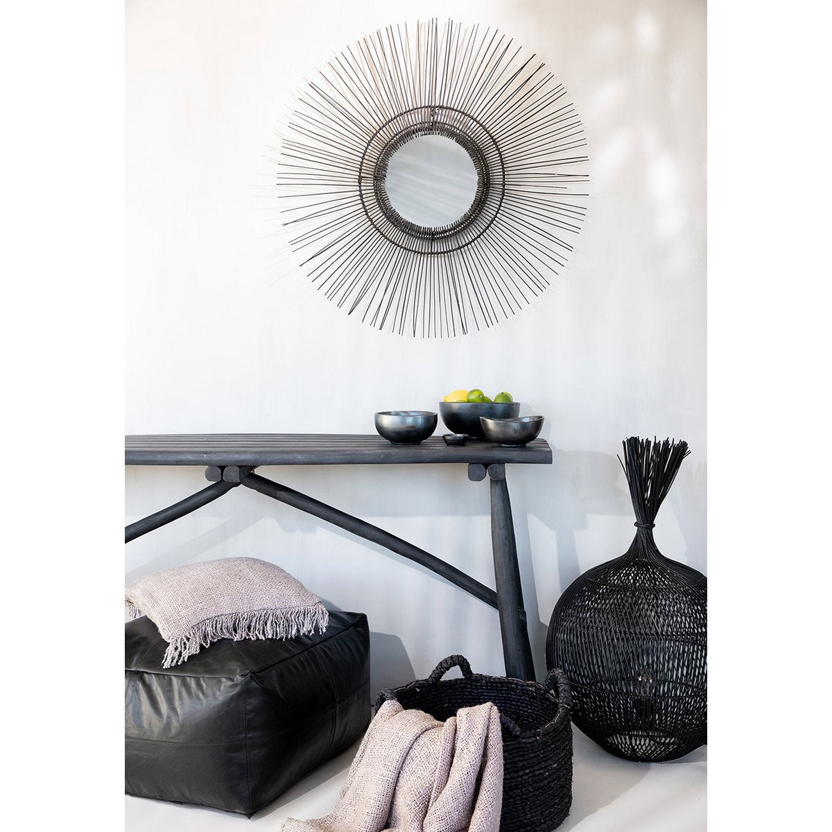 Seagrass basket, black - Large, 60 cm