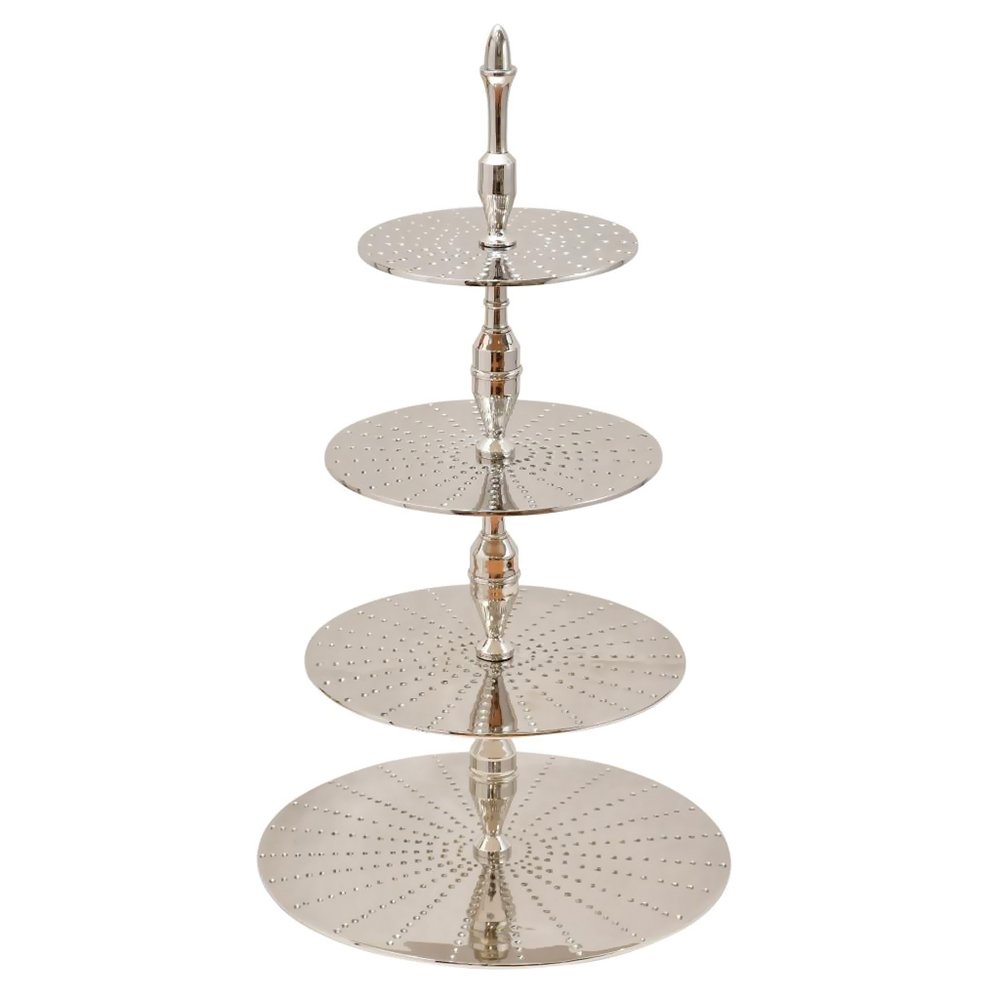 Silver 4-tier cake stand, 73cm - stainless steel