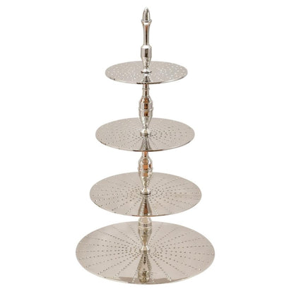 Silver 4-tier cake stand, 73cm - stainless steel