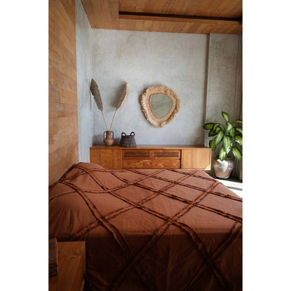 Baumwoll-Tagesdecke 300×240 cm – Terrakotta, Berbermuster