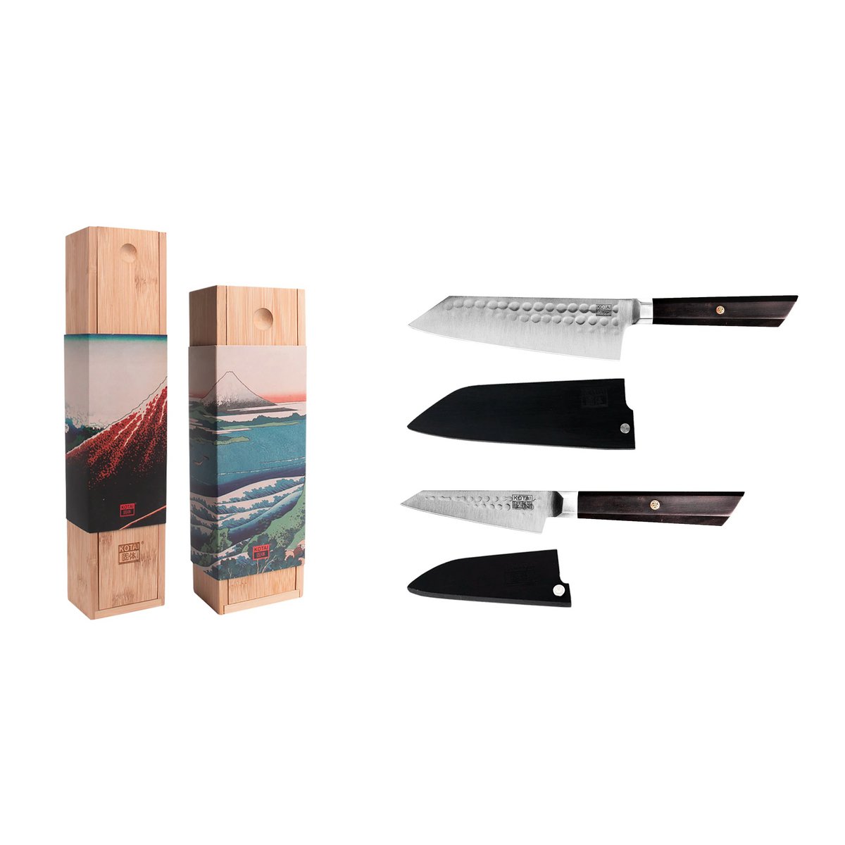 Santoku starter set, 2 knives - handmade Japanese steel