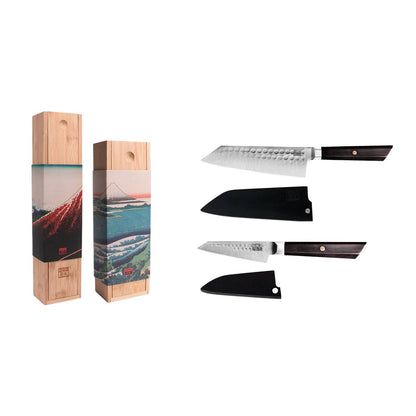Santoku starter set, 2 knives - handmade Japanese steel