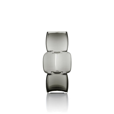 Dark grey glass vase, cuboid - M