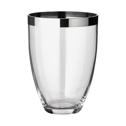 Hand-blown glass vase Charlotte, 24cm - platinum rim