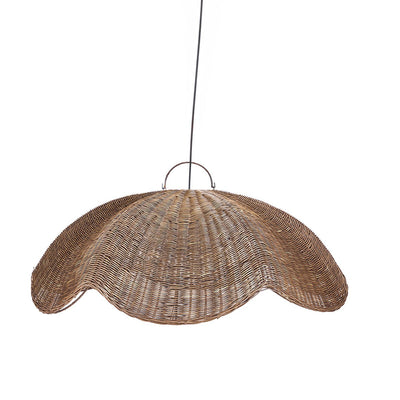 Rattan-Wellen-Pendelleuchte, dunkle Walnuss – Groß