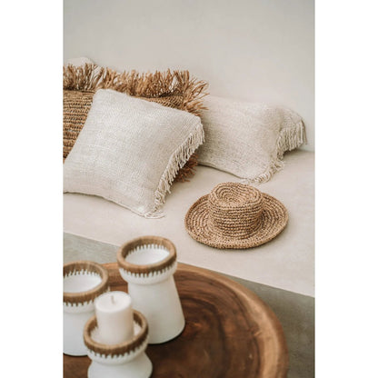 Hand-dyed cotton cushion cover, 40×40 cm - cream
