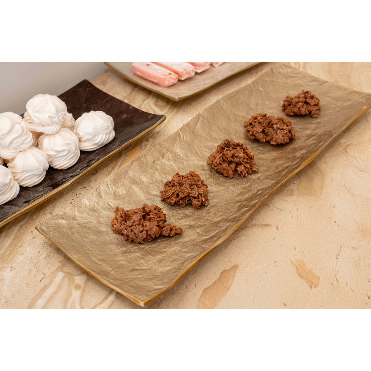 Aluminum decorative tray, sand, 47cm