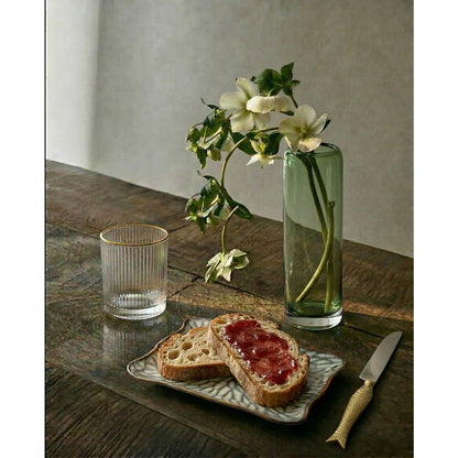 Recycled glass lowball - Gold rim - 10 cm