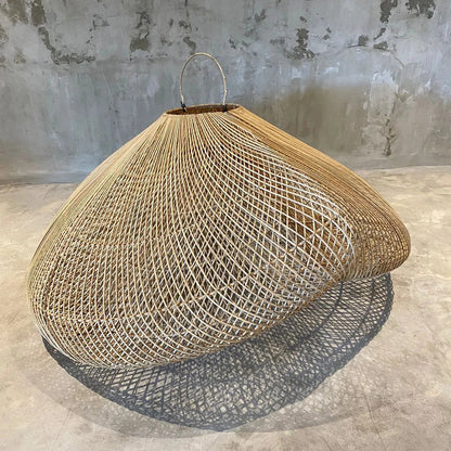 Overdimensioneret sky-pendel i rattan 127 × 62 cm – håndvævet