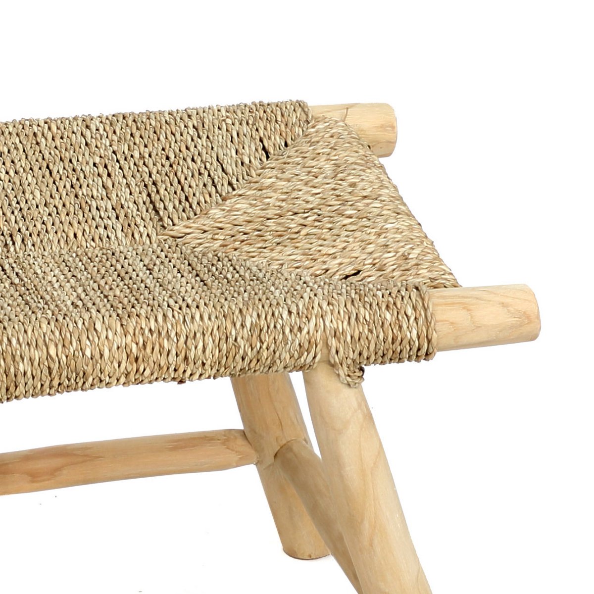 Seagrass and wood stool, 60 cm - handmade