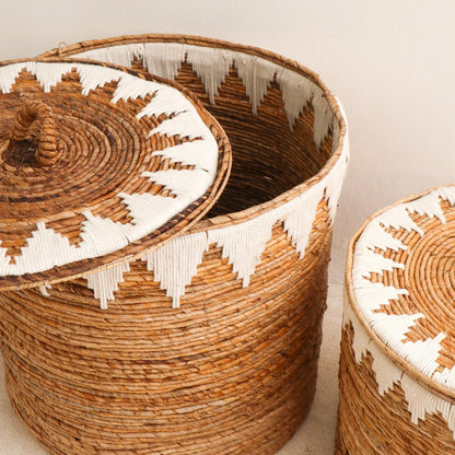Jute laundry basket with lid EMPAT L – ø 42 × 40 cm