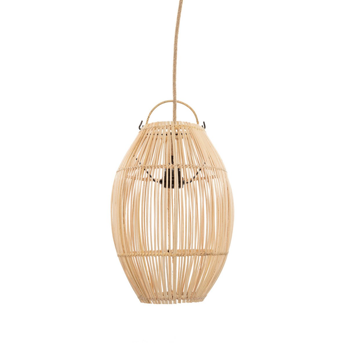 Rattan pendellampe 25×38 cm - konisk form, håndlavet