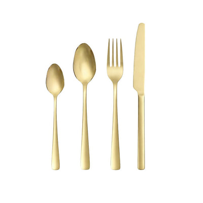 Stainless steel cutlery set, 24 pieces - Mat Champagne