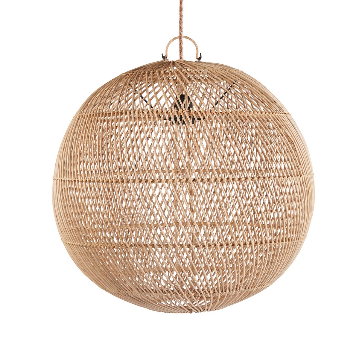 Håndvævet pendel i rattan, kugleformet, Ø 50 cm - natur, medium