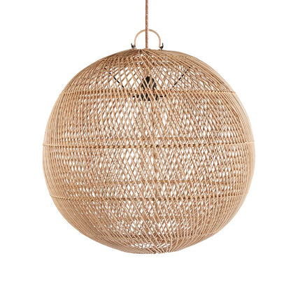 Håndvævet pendel i rattan, kugleformet, Ø 50 cm - natur, medium