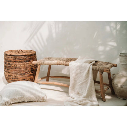 Hand-dyed cotton cushion cover, 60×60 cm - Cream
