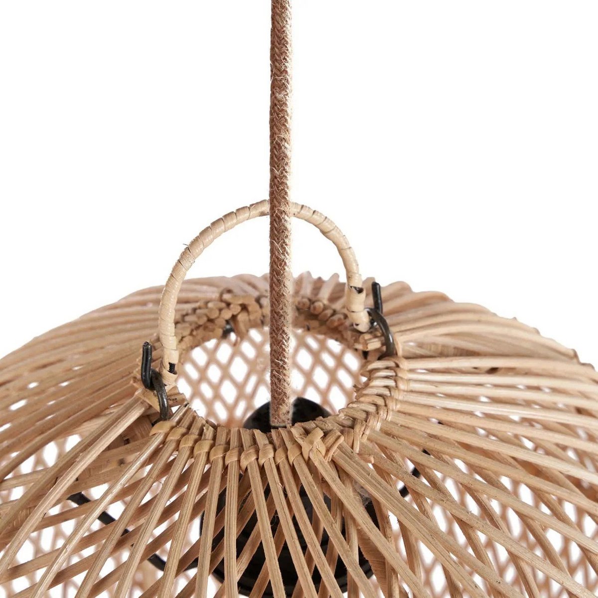 Håndvævet pendellampe i rattan, kugleformet, 30 cm - natur, lille