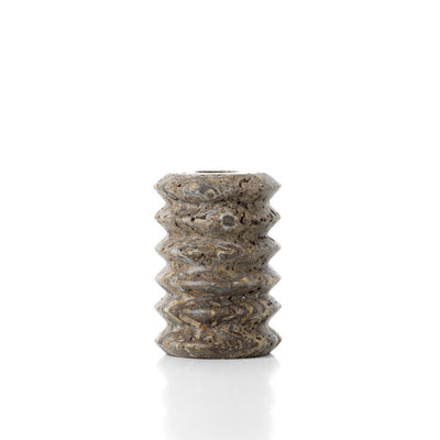 Travertine Ripple taper candle holder, small - hand-carved