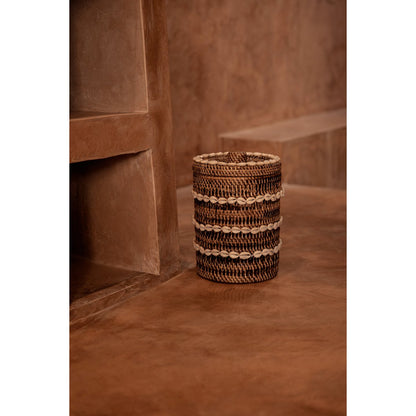 Rattan-Aufbewahrungskorb, großer Zylinder – Muschelgeflecht