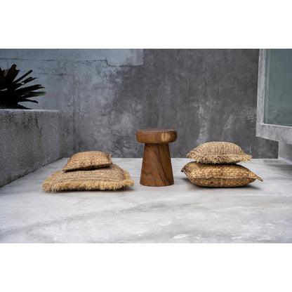 Raffia cushion cover 60×60 – handwoven, natural brown