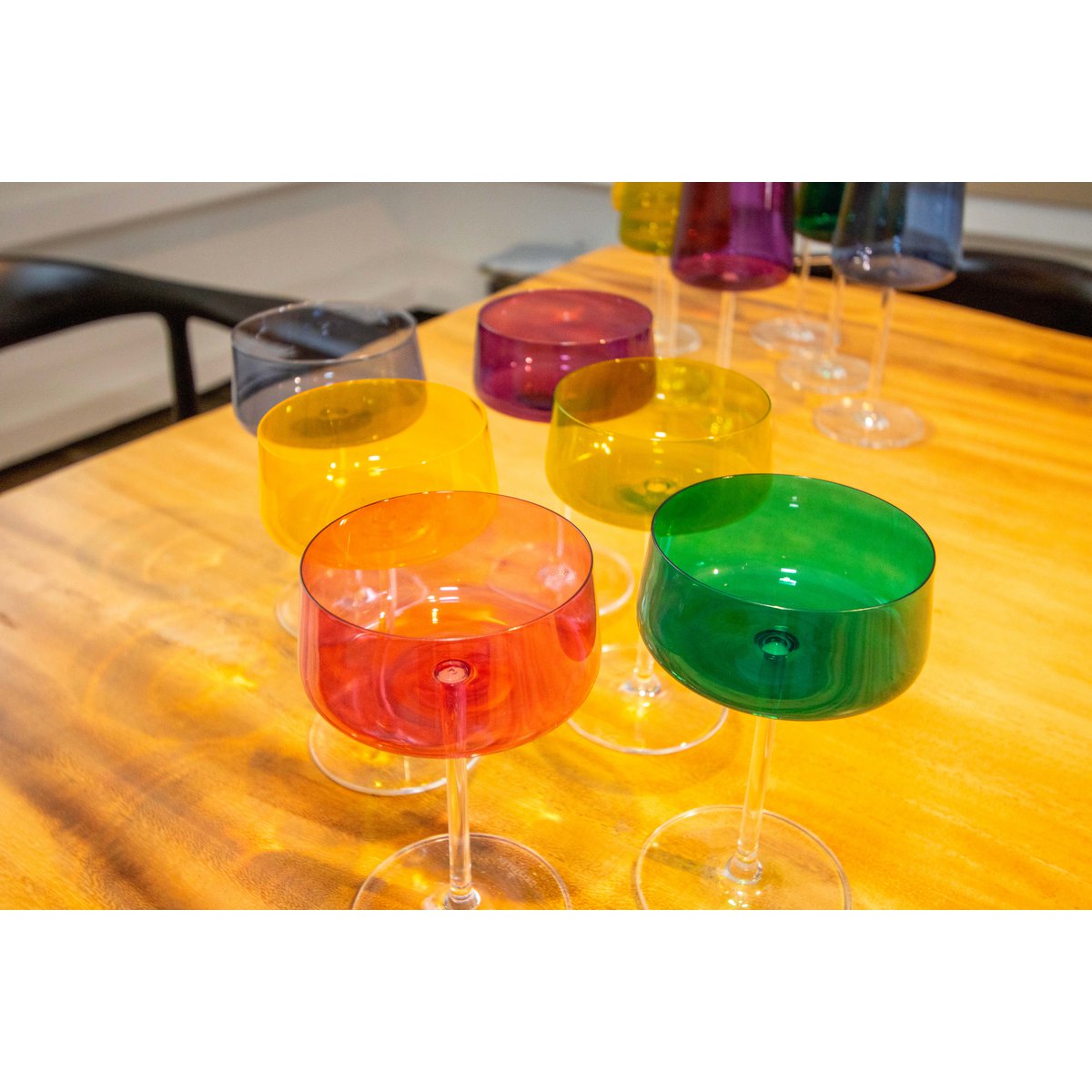 Multifarvede champagneglas 230 ml – sæt med 6