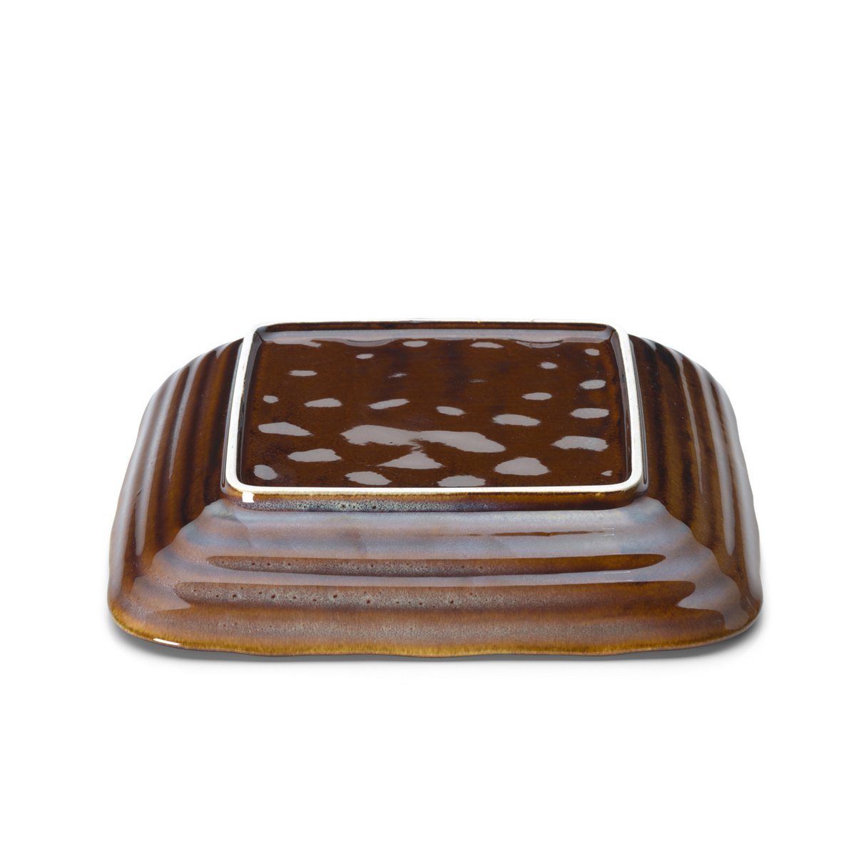 Ceramic square plate 21 × 21 cm – Smoked Horizon, brown-grey