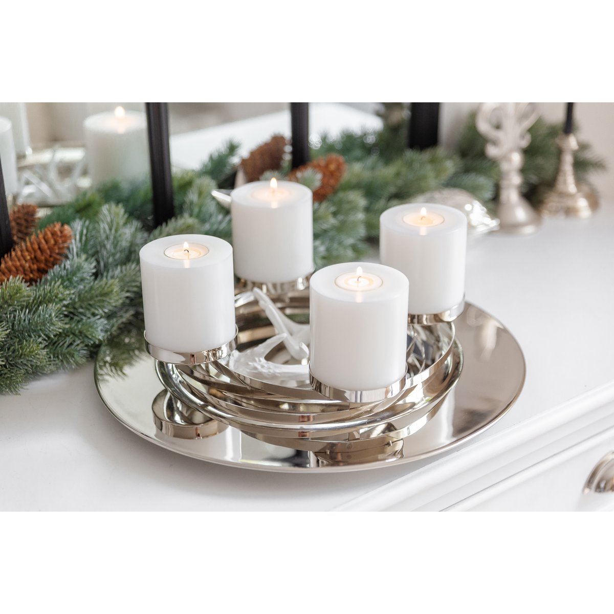 Stainless steel advent wreath La Annabell, 40 cm