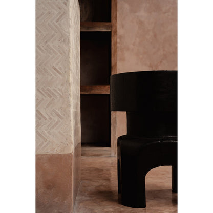Hocker aus schwarzem Holz, 40 cm - geschnitzte Form