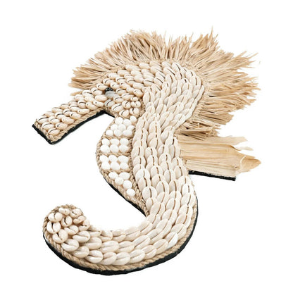 Shell sea horse wall hanging - White