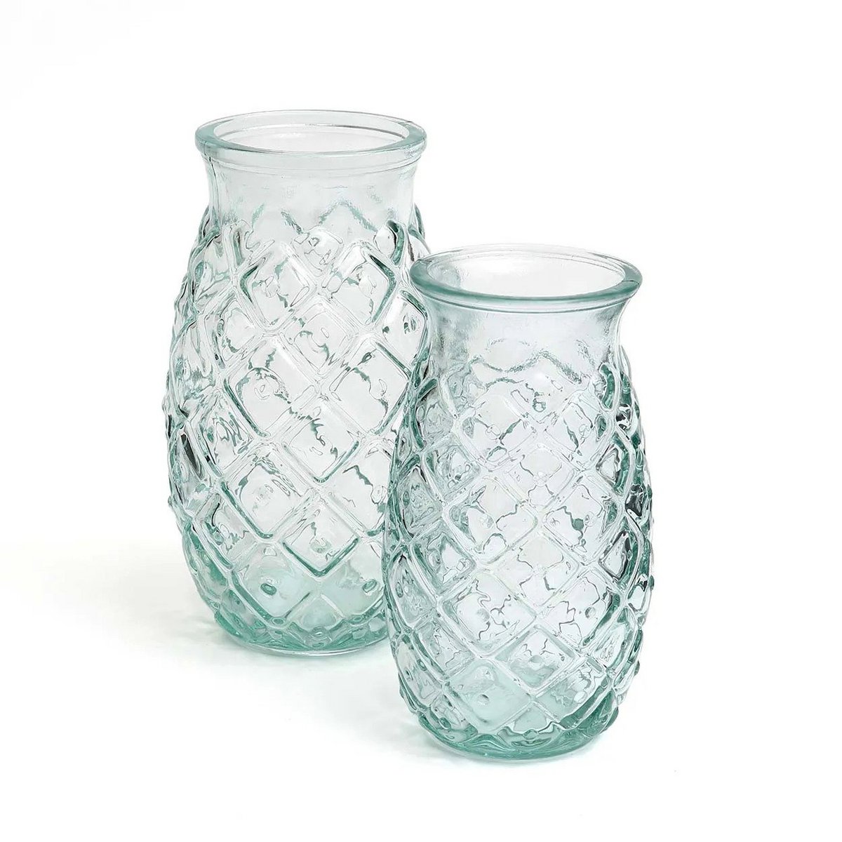 Recycled glass cocktail glass - Blue pineapple - M