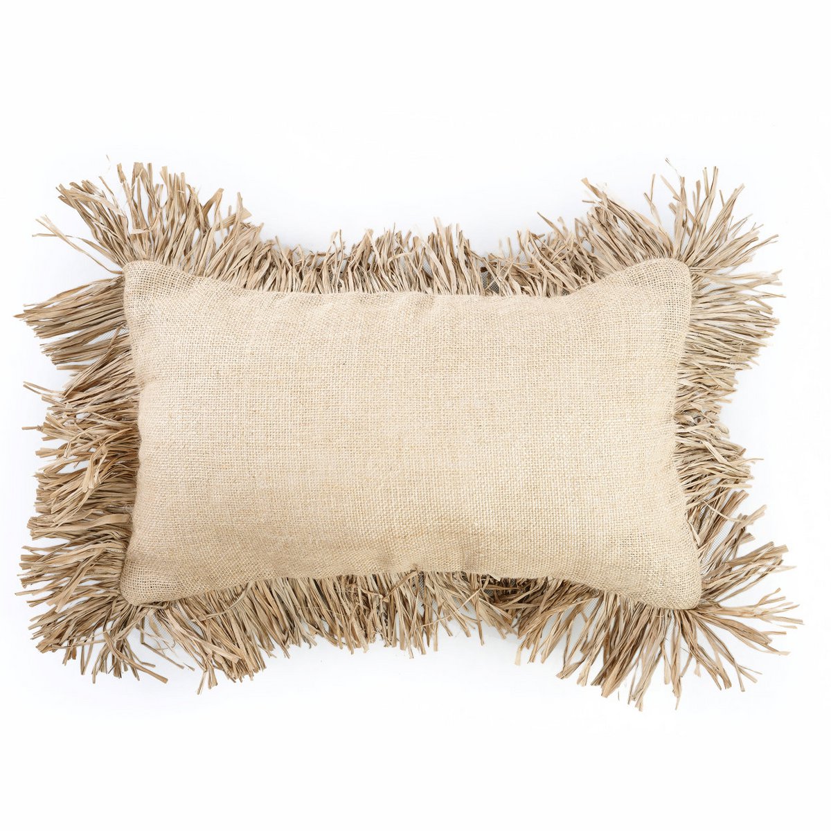Pudebetræk i bomuld med jute og bast – 30×50 cm