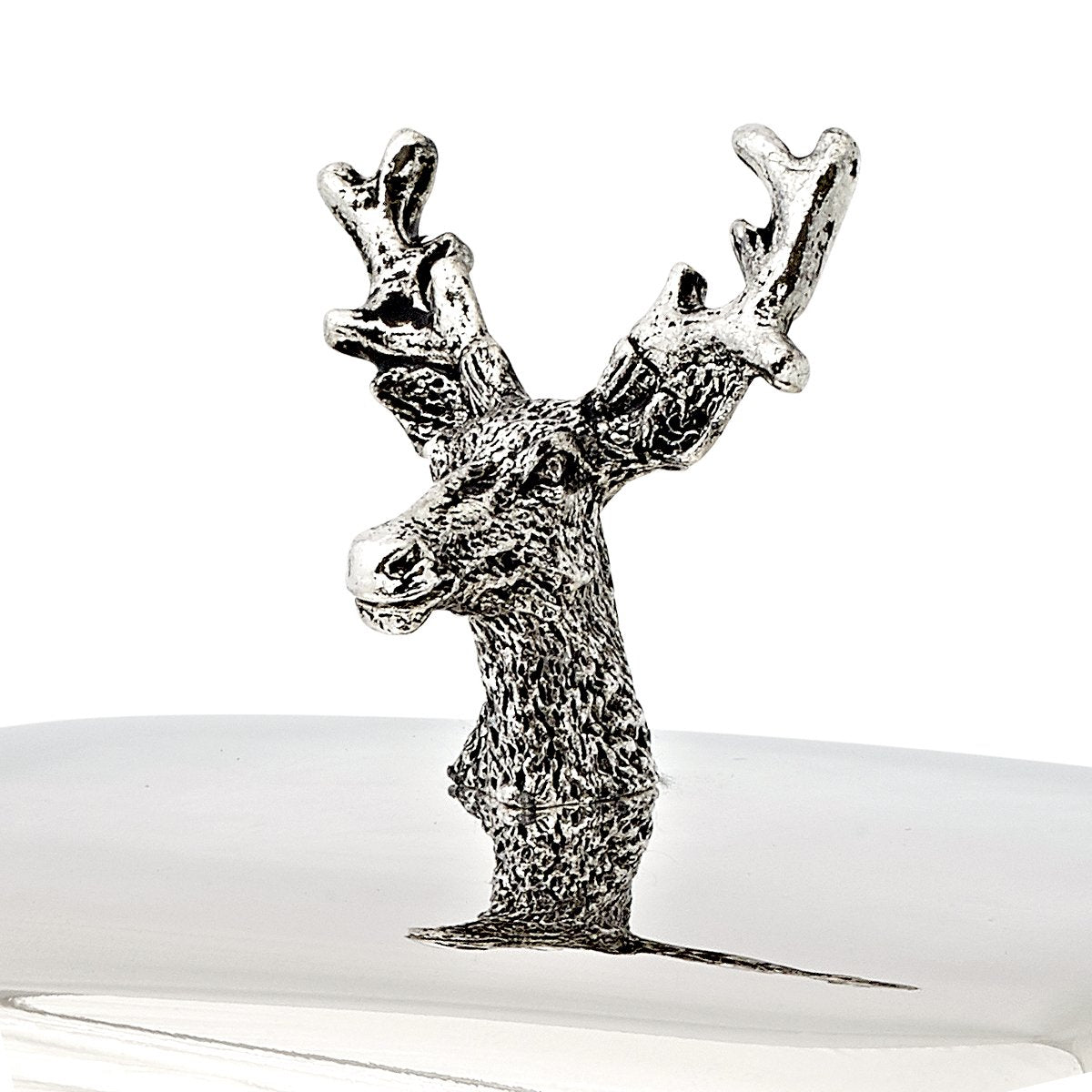 Silver steel butter dish with knife, 18 cm - Stag