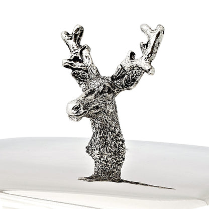 Silver steel butter dish with knife, 18 cm - Stag
