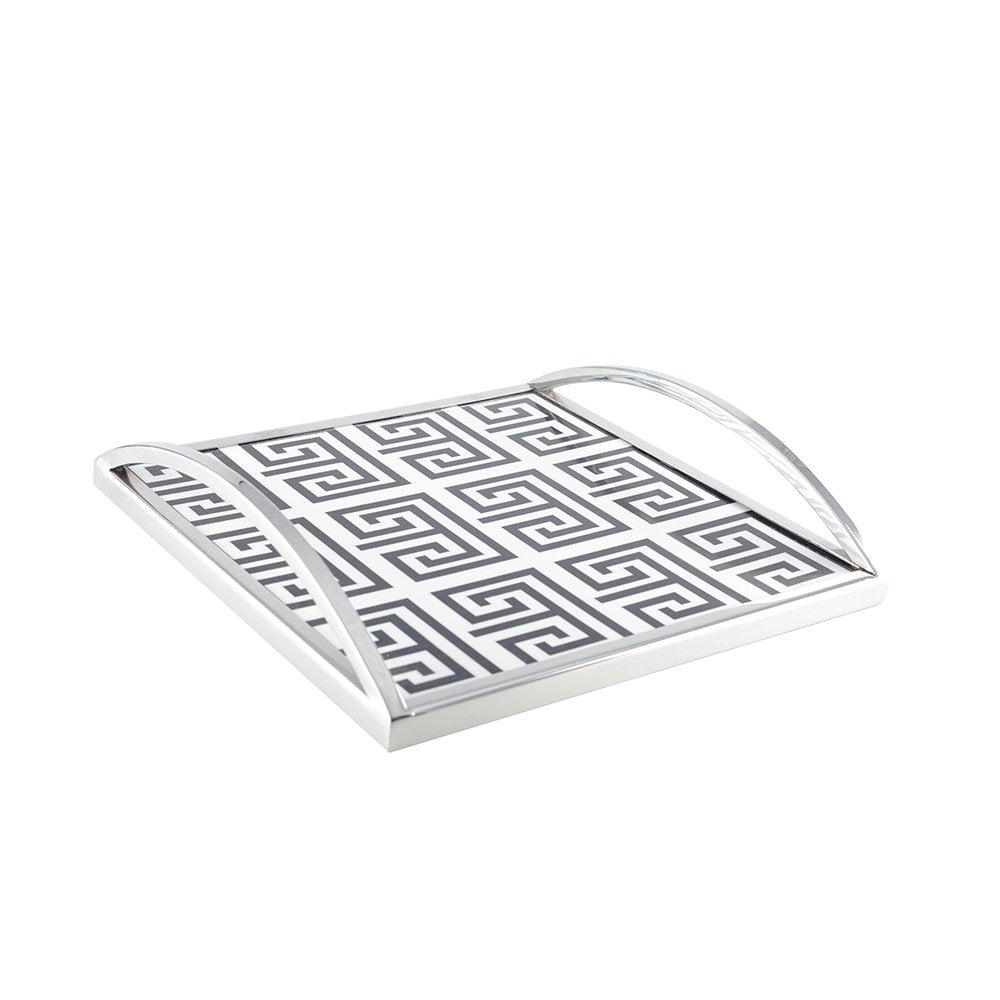 Steel tray, black and white, 30×30×6cm