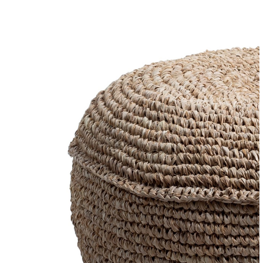Raffia pouf TELU Ø60 cm - coconut fiber & cotton fill