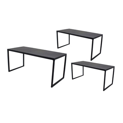 Black metal buffet stand set of 3 - rectangular